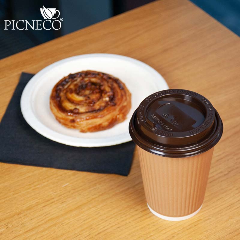 товар Бумажный рифленый стакан, 360 мл (макс. 420 мл), крафт STG235Kr