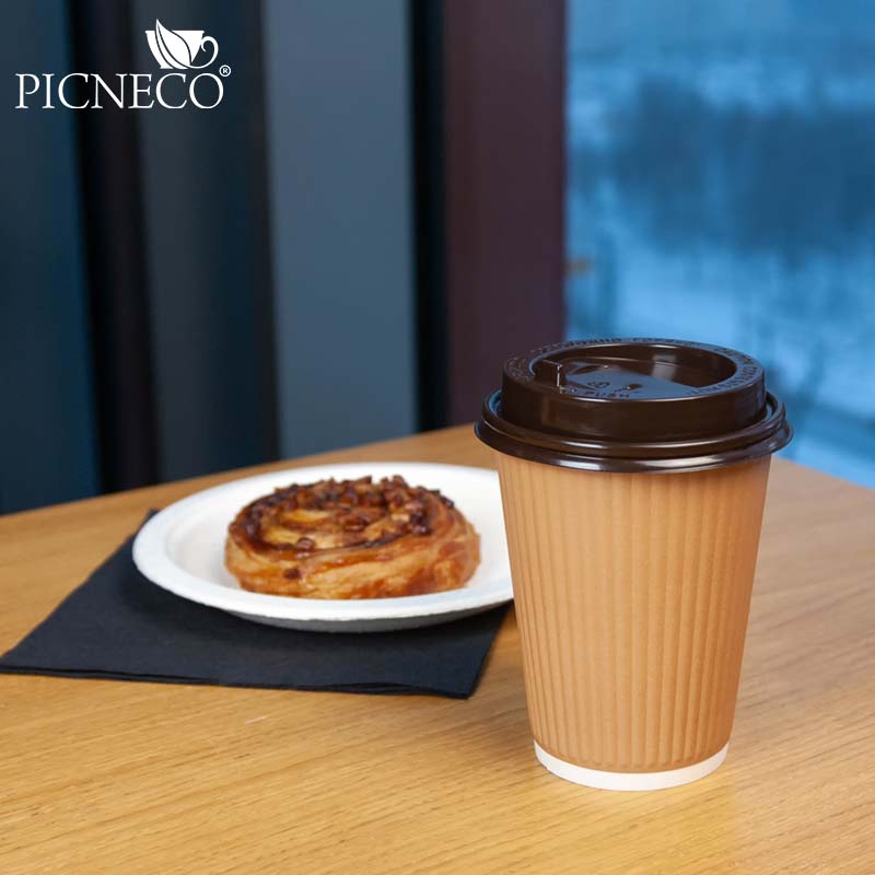 товар Бумажный рифленый стакан, 360 мл (макс. 420 мл), крафт STG235Kr