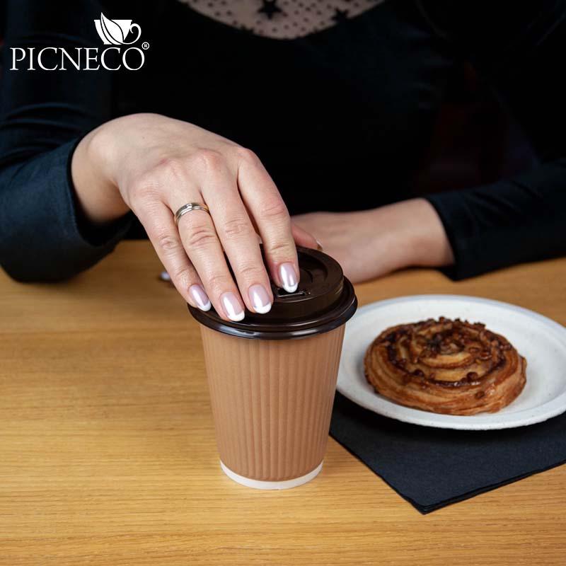 товар Бумажный рифленый стакан, 360 мл (макс. 420 мл), крафт STG235Kr