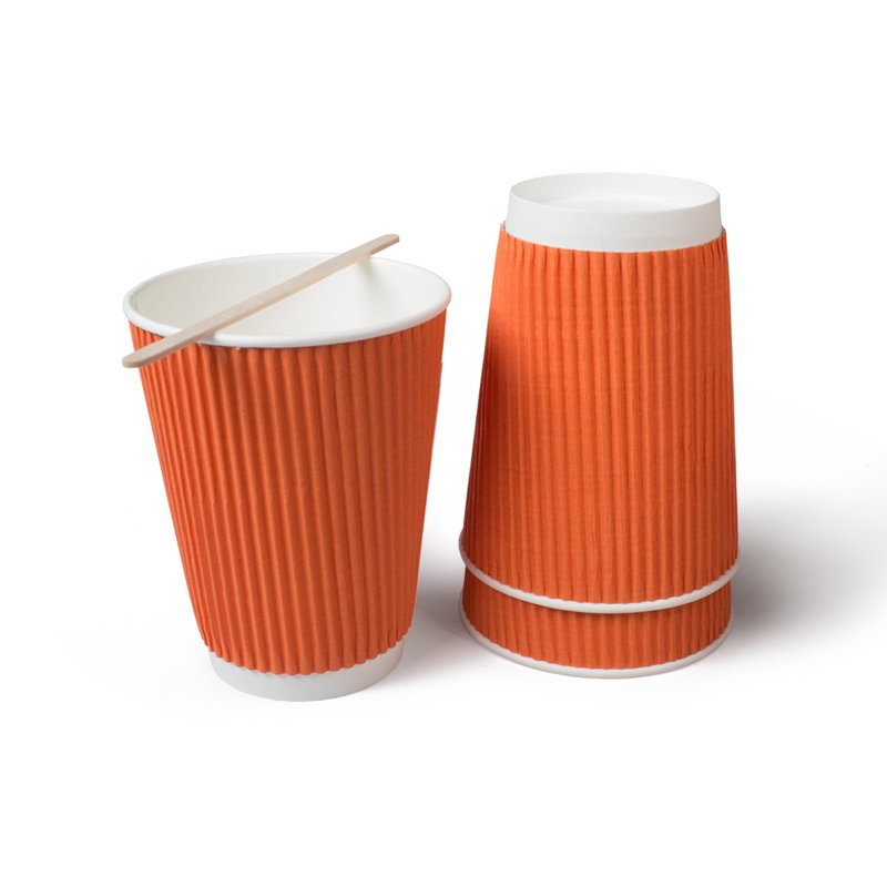 товар Бумажный гофрированный стакан, оранжевый, 360 мл (макс. 420 мл) ST036O