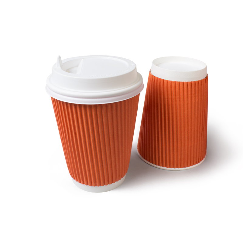 товар Бумажный гофрированный стакан, оранжевый, 360 мл (макс. 420 мл) ST036O