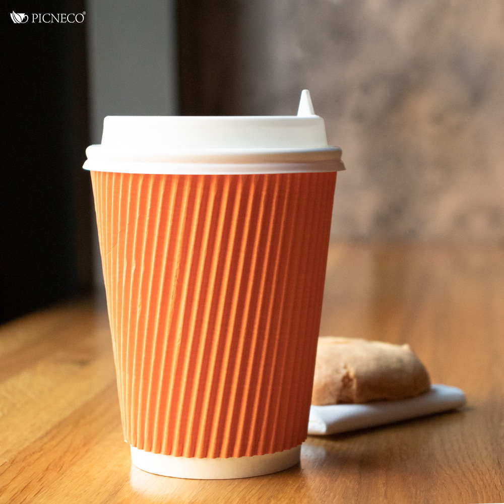 товар Бумажный гофрированный стакан, оранжевый, 360 мл (макс. 420 мл) ST036O