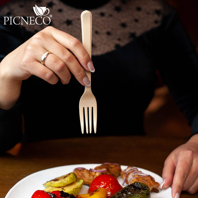 товар Пластиковая одноразовая бежевая вилка ПРЕМИУМ, 180 мм SPP202B