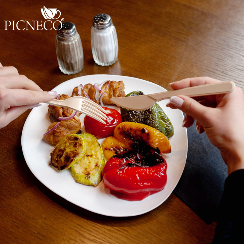 товар Пластиковая одноразовая бежевая вилка ПРЕМИУМ, 180 мм SPP202B