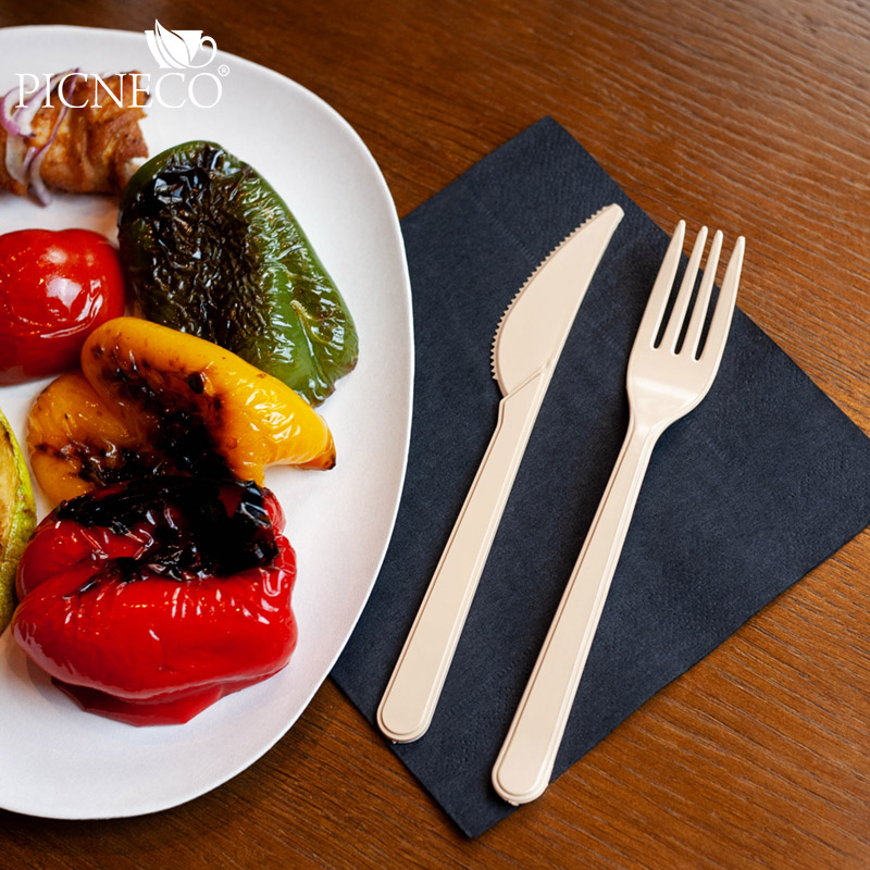 товар Пластиковая одноразовая бежевая вилка ПРЕМИУМ, 180 мм SPP202B