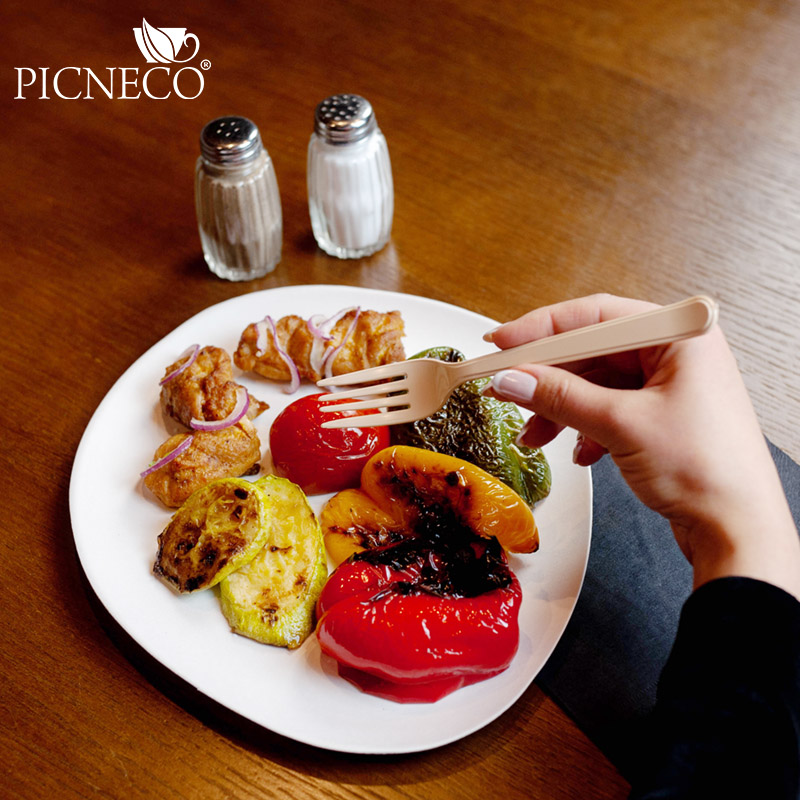 товар Пластиковая одноразовая бежевая вилка ПРЕМИУМ, 180 мм SPP202B