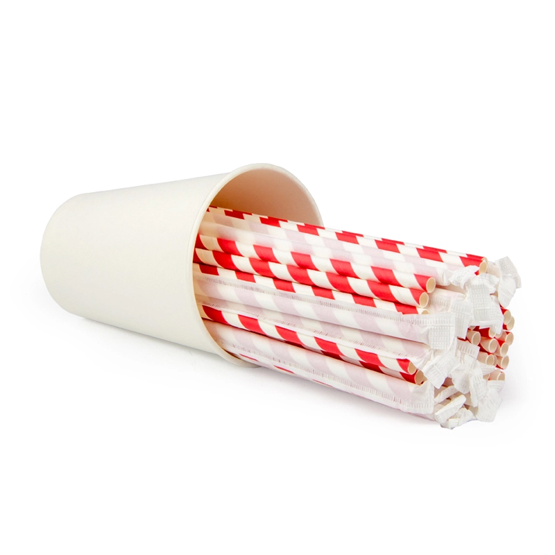 Трубочки для коктейлей в бумажной индивидуальной упаковке «Леденец», 200*8 мм