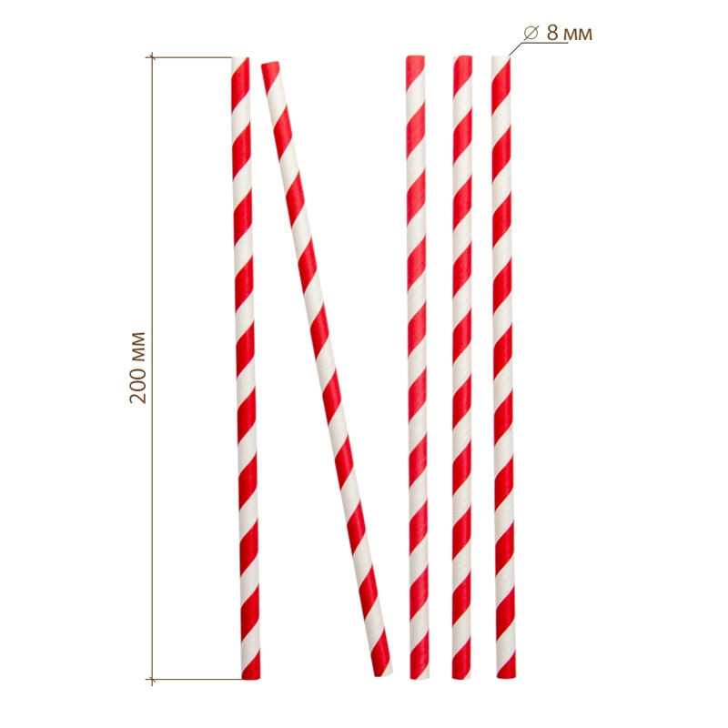 товар Трубочки для коктейлей в бумажной индивидуальной упаковке "Леденец" 200*8 мм TB070