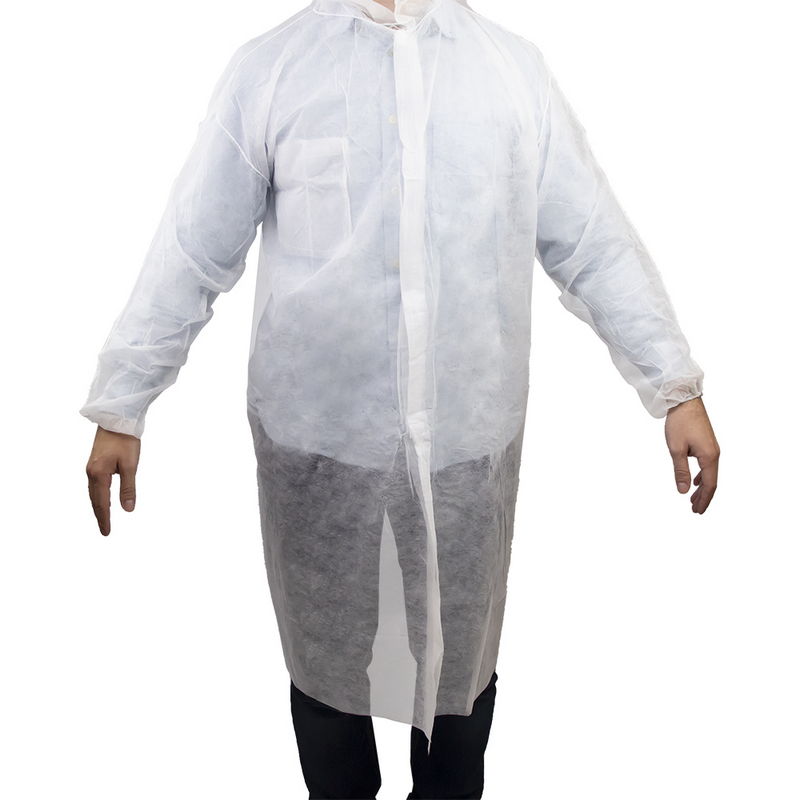 Халат одноразовый на липучке, рукава на резинках, 110 см, белый