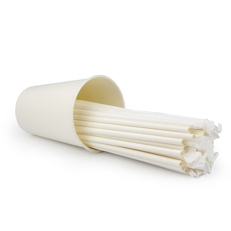 Трубочки для коктейлей в бумажной индивидуальной упаковке «Белоснежная», 195*6 мм