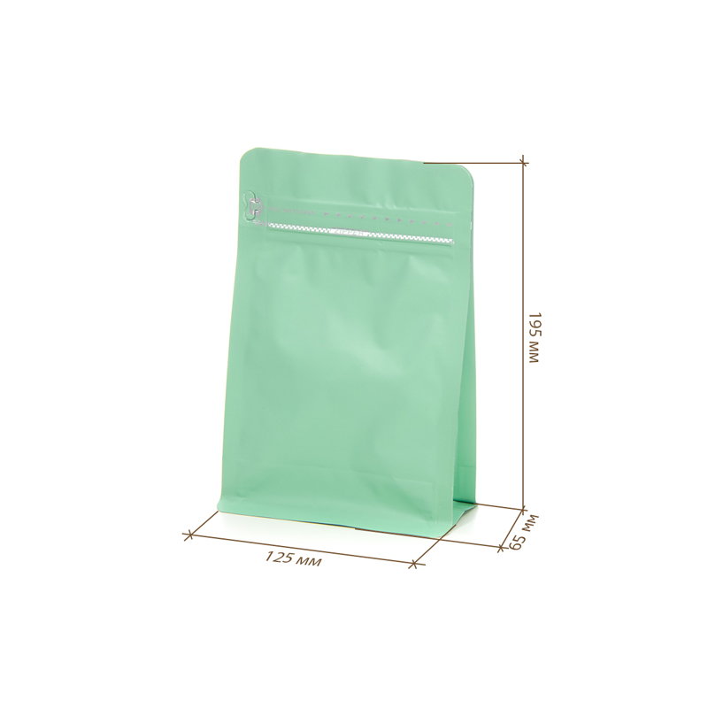 товар Пакет дой-пак, зип-лок с застежкой, металлизированный, 125*65*195 мм, мятный V2-0003