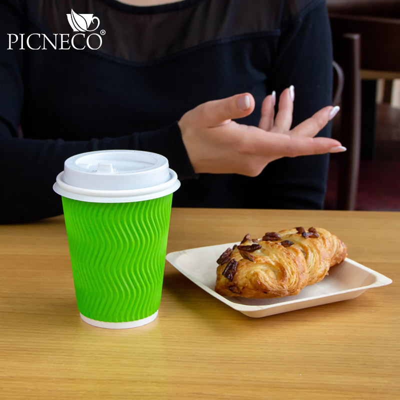 товар Гофрированный бумажный стакан 350 мл, зеленый, волна STG035Zw