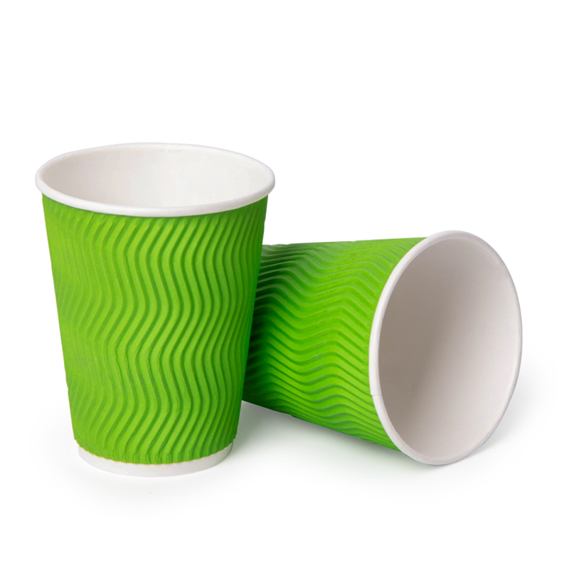 товар Гофрированный бумажный стакан 350 мл, зеленый, волна STG035Zw