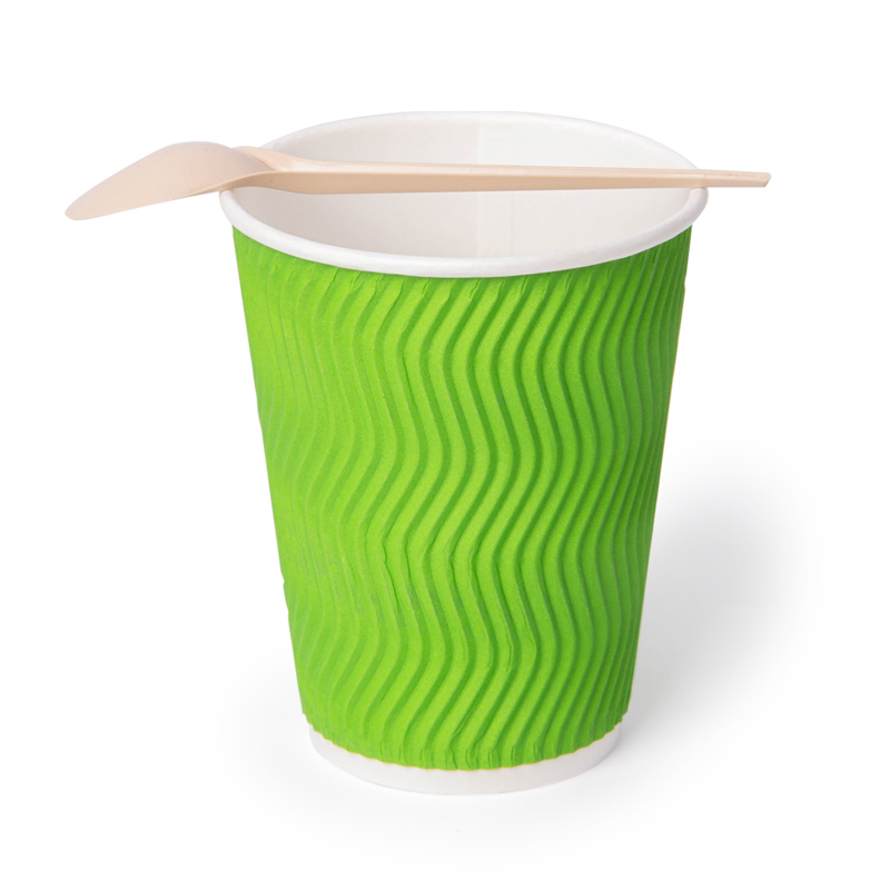 товар Гофрированный бумажный стакан 350 мл, зеленый, волна STG035Zw