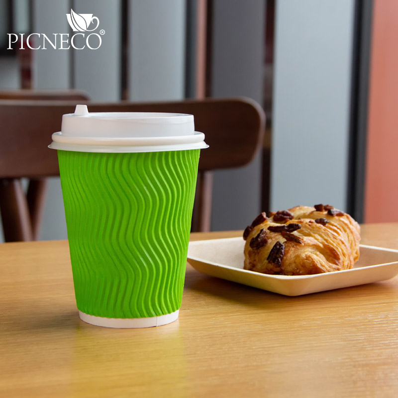 товар Гофрированный бумажный стакан 350 мл, зеленый, волна STG035Zw