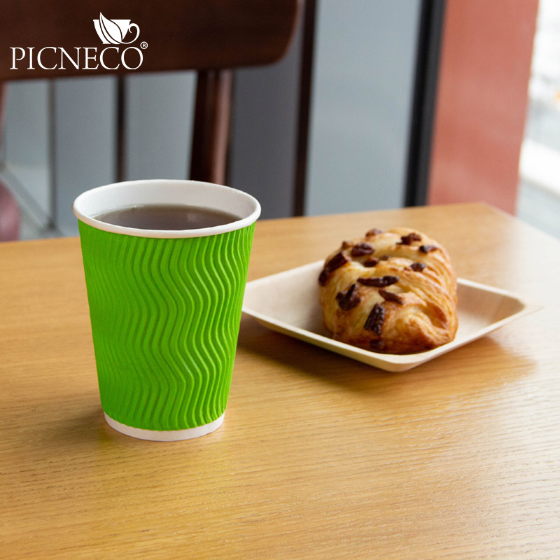 товар Гофрированный бумажный стакан 350 мл, зеленый, волна STG035Zw