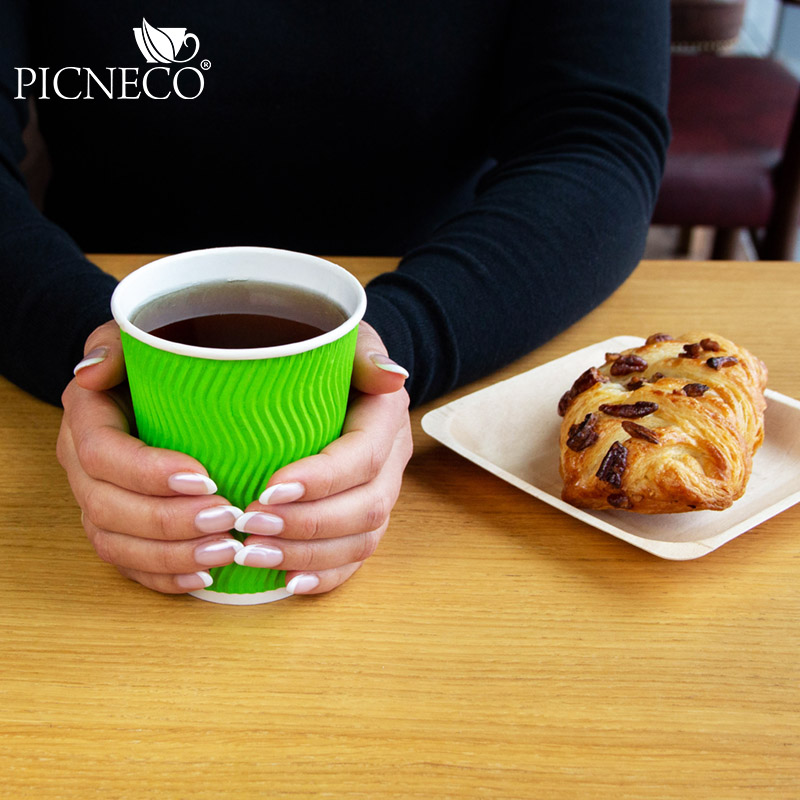 товар Гофрированный бумажный стакан 350 мл, зеленый, волна STG035Zw