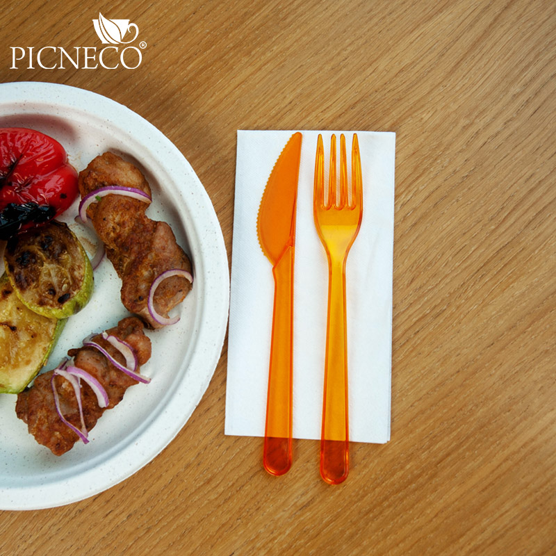 товар Пластиковая одноразовая оранжевая вилка ПРЕМИУМ, 180 мм SPP202O