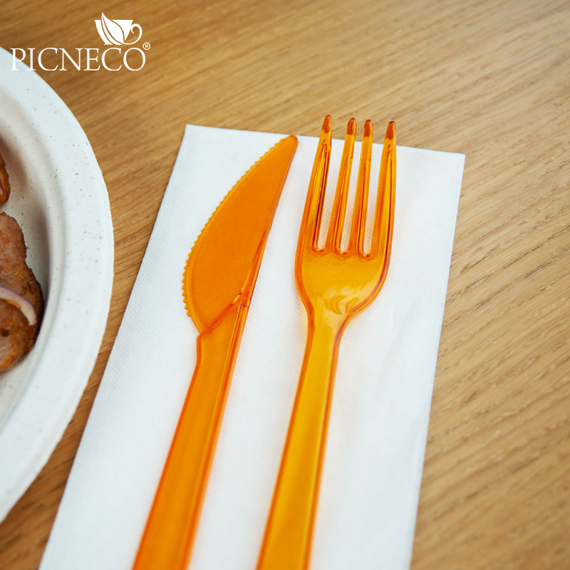 товар Пластиковая одноразовая оранжевая вилка ПРЕМИУМ, 180 мм SPP202O