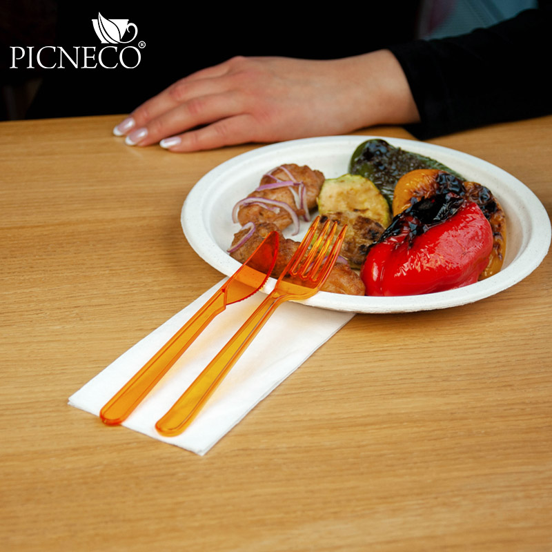 товар Пластиковая одноразовая оранжевая вилка ПРЕМИУМ, 180 мм SPP202O