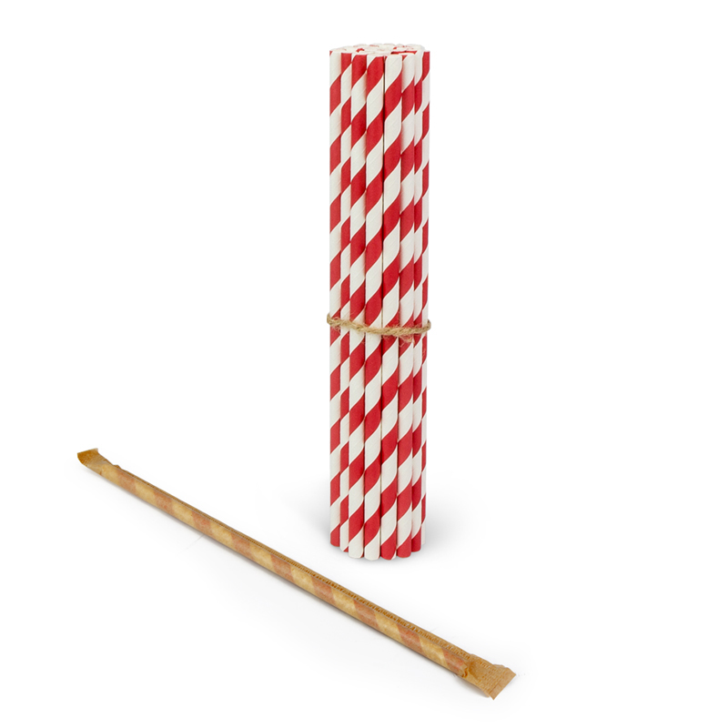 товар Трубочки для коктейлей в бумажной индивидуальной крафтовой упаковке "Леденец" 200*8 мм TB071