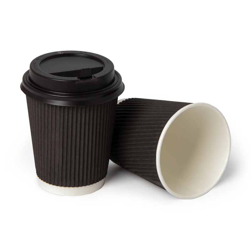 товар Бумажный гофрированный стакан, черный, 250 мл (макс. 280 мл) STG025C