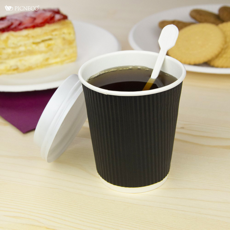 товар Бумажный гофрированный стакан, черный, 250 мл (макс. 280 мл) STG025C