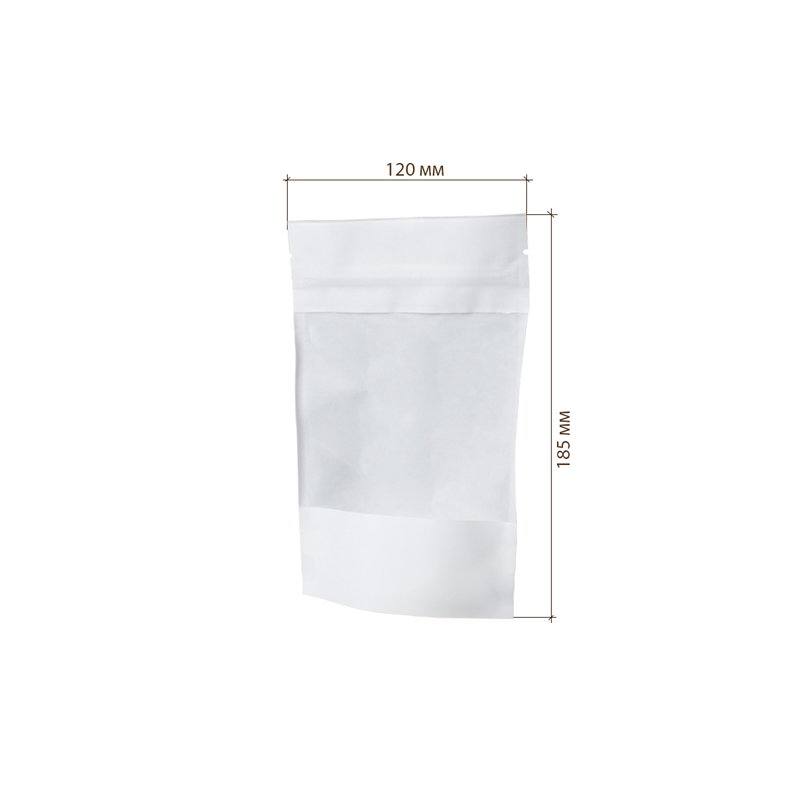 товар Белый пакет дой пак зип лок с окном 100 мм 120*30*185 мм ZLL120B