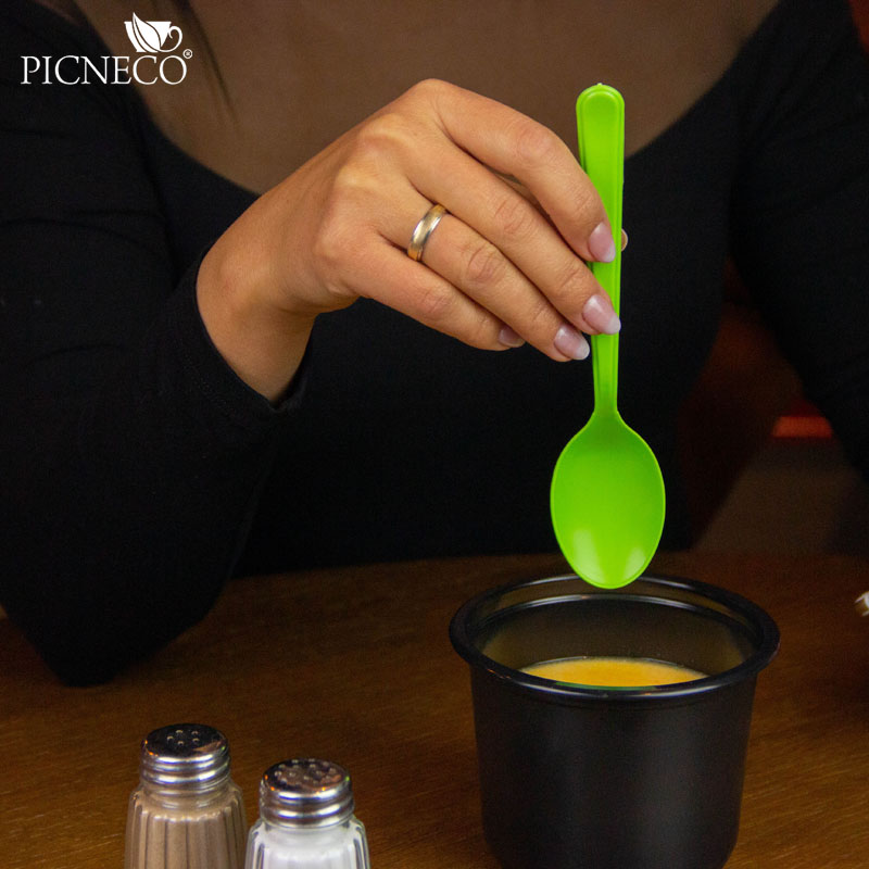 товар Пластиковая одноразовая салатовая ложка ПРЕМИУМ, 180 мм SPP201G