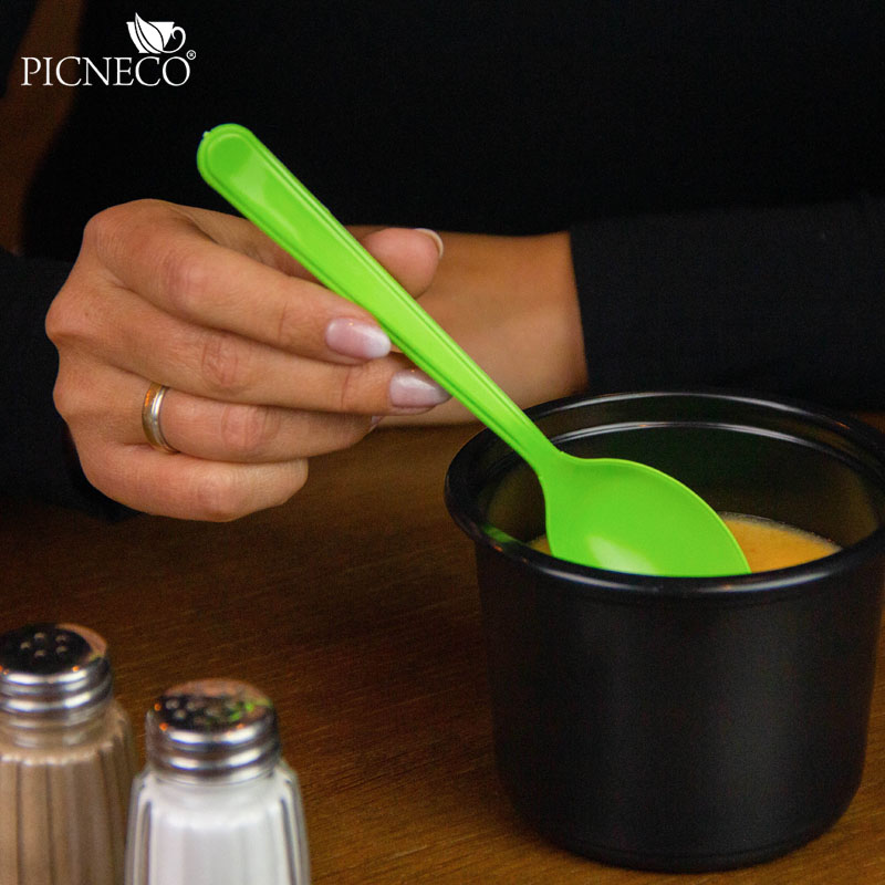 товар Пластиковая одноразовая салатовая ложка ПРЕМИУМ, 180 мм SPP201G