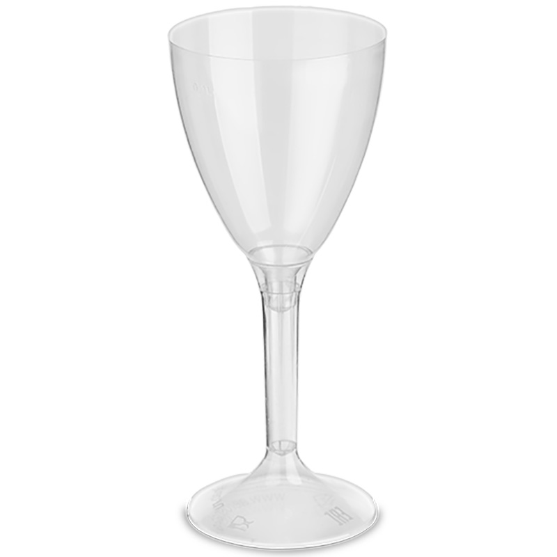 Пластиковый бокал для вина прозрачный, на высокой ножке, 160 мл
