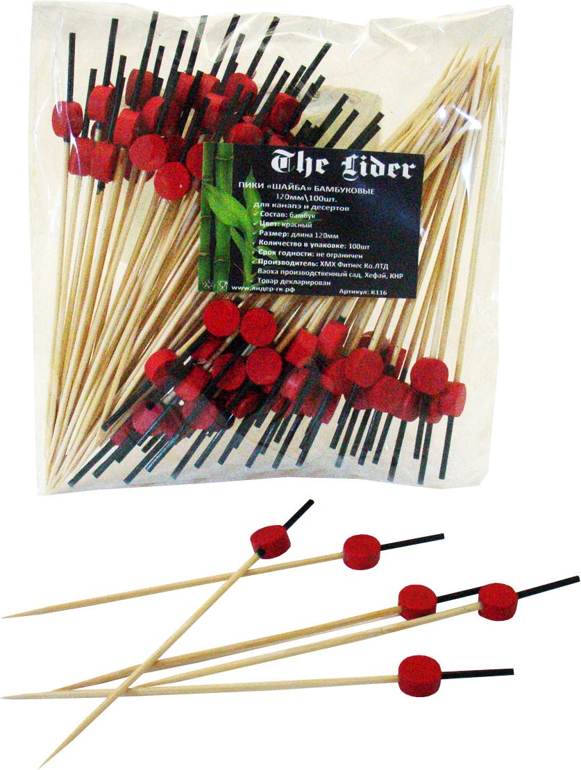 товар Деревянная пика "Шайба красная" 12 см, [100 шт в пачке] BA005