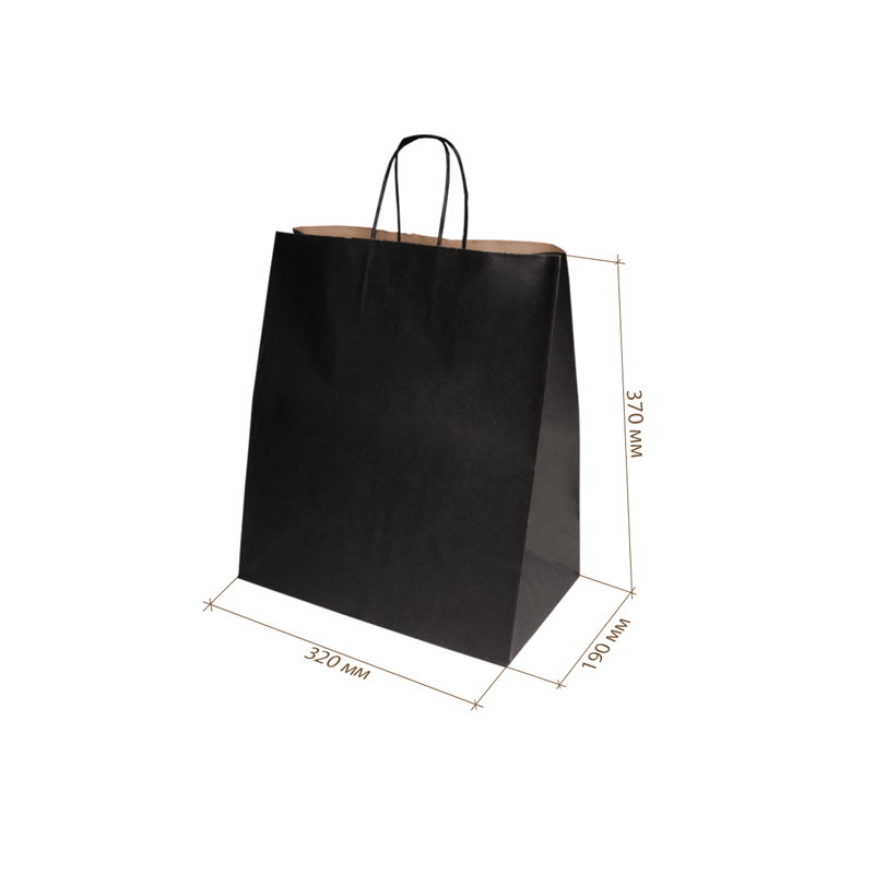 товар Черный пакет с кручеными ручками, внутри крафтовый, 320*190*370 мм CKPK032