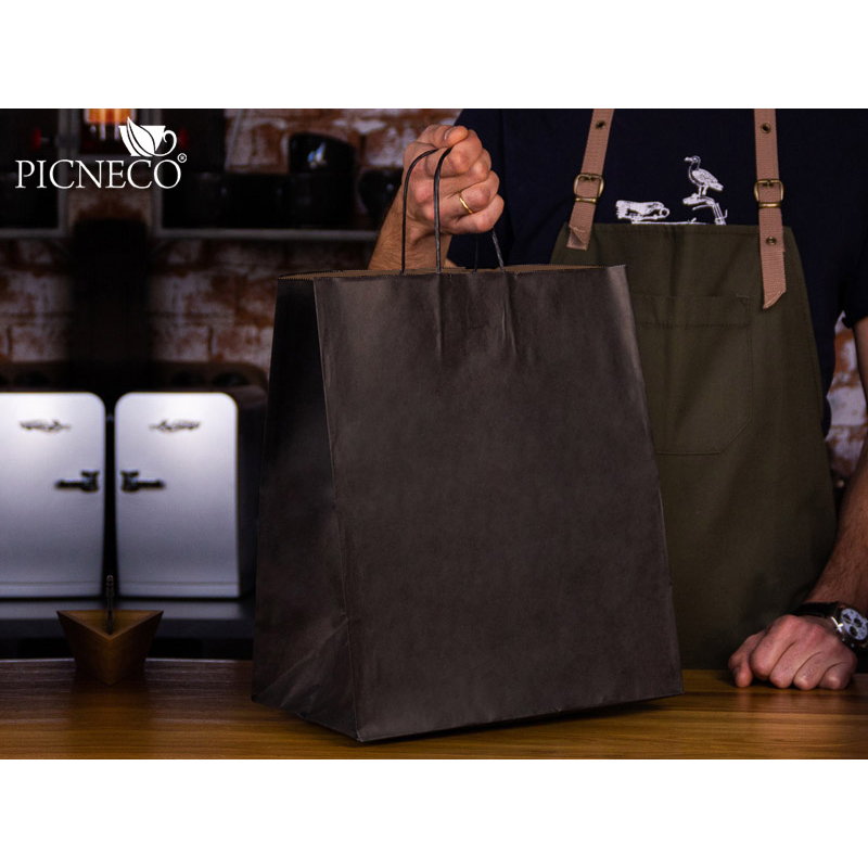 товар Черный пакет с кручеными ручками, внутри крафтовый, 320*190*370 мм CKPK032