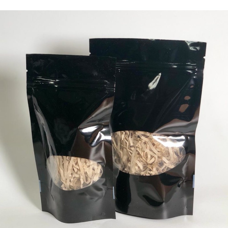 товар Дой-пак пакет с овальным окном, 135*225 мм, черный, зип-лок замок ZIP1319