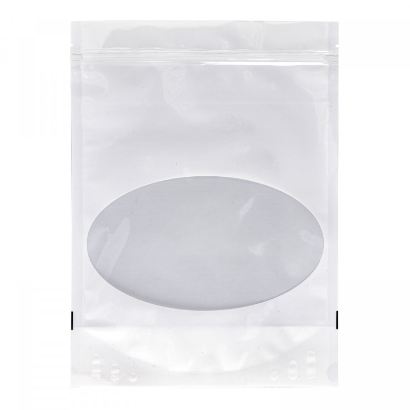 товар Дой-пак пакет с овальным окном, 105*190 мм, белый, зип-лок замок ZIP1322
