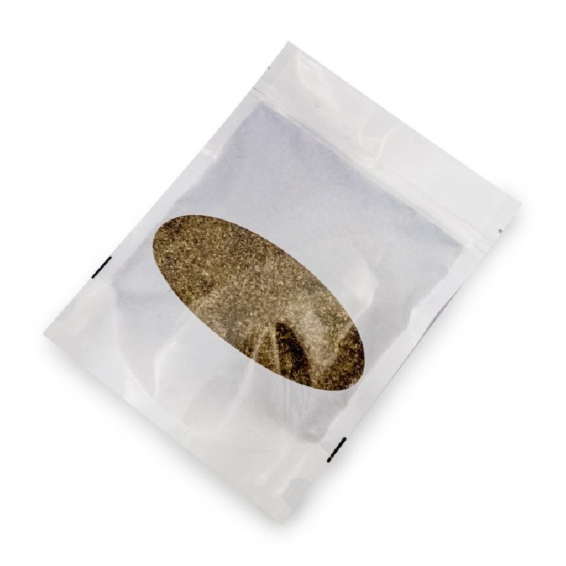 товар Дой-пак пакет с овальным окном, 105*190 мм, белый, зип-лок замок ZIP1322