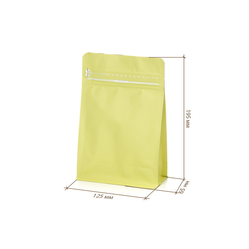 товар Пакет дой-пак, зип-лок с застежкой, металлизированный, 125*65*195 мм, желтый V2-0002