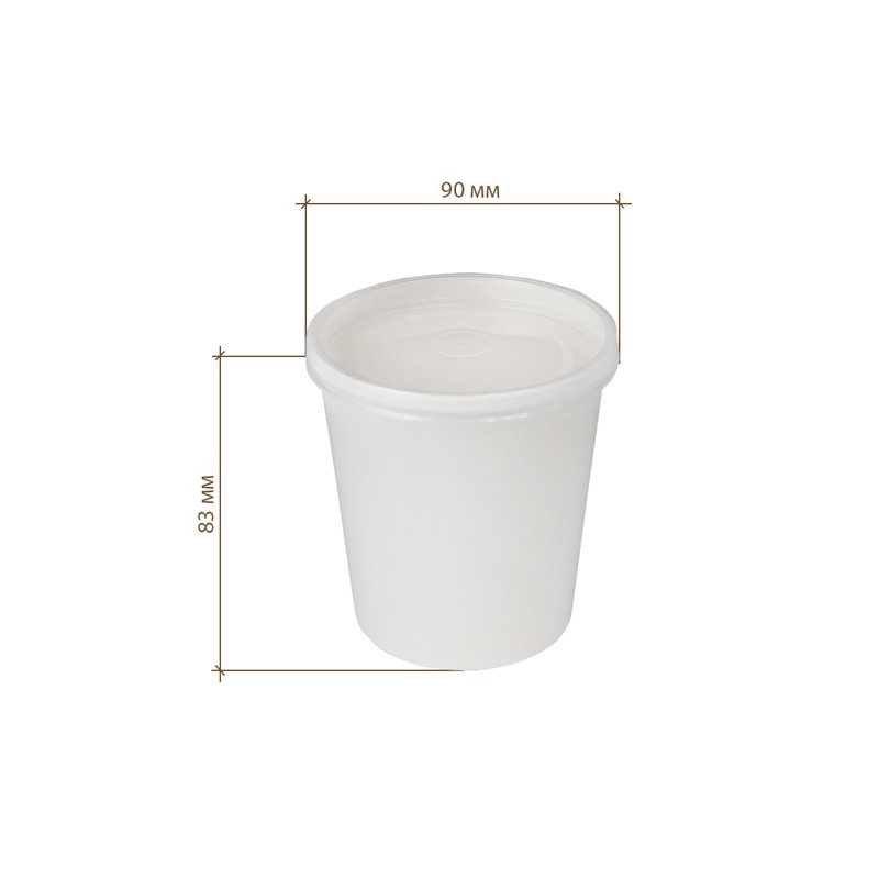 товар Одноразовая супница с пластиковой крышкой белая, 320 мл (макс. 360 мл) BK044p