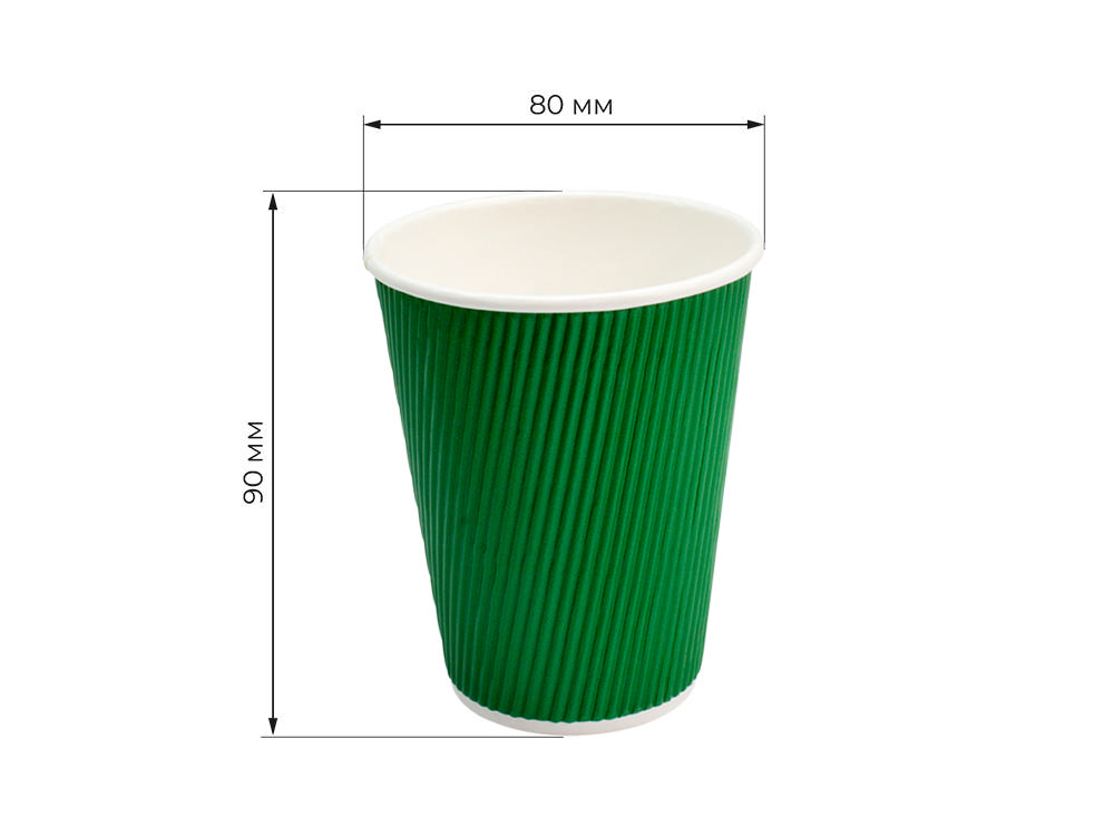 товар Стакан гофрированный 250 мл (макс. 280 мл) зеленый STG025Z