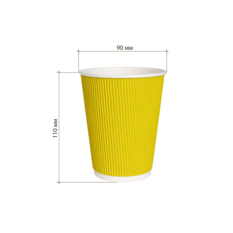товар Бумажный гофрированный стакан, желтый, 350 мл (макс. 400 мл) STG135Y