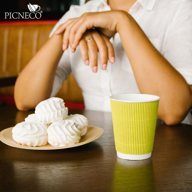 товар Бумажный гофрированный стакан, желтый, 350 мл (макс. 400 мл) STG135Y