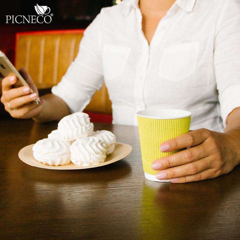 товар Бумажный гофрированный стакан, желтый, 350 мл (макс. 400 мл) STG135Y