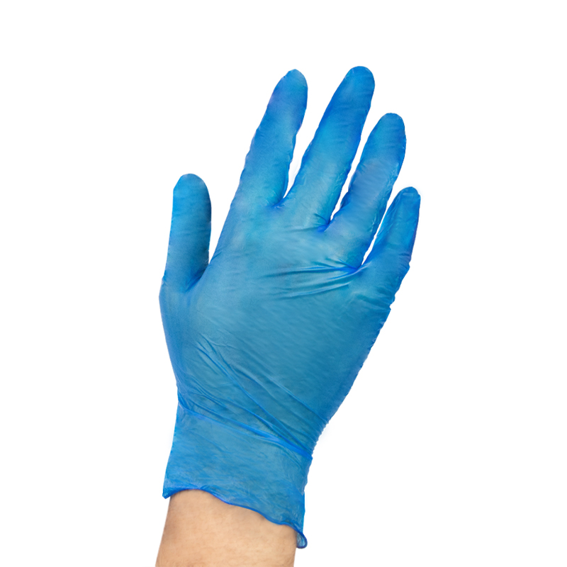 Одноразовые виниловые неопудренные перчатки, синие, размер S