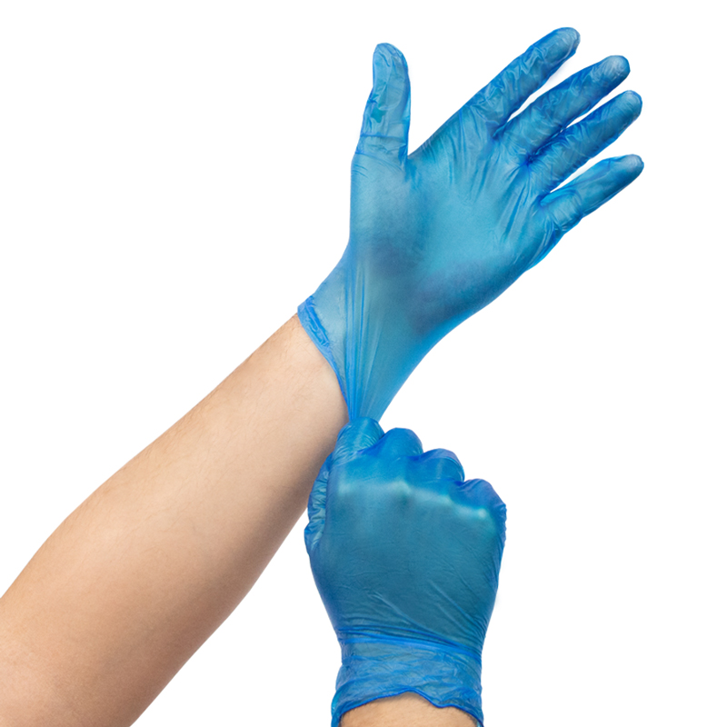 Одноразовые виниловые неопудренные перчатки, синие, размер S