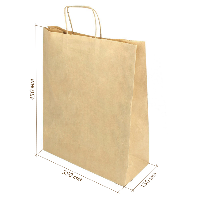 товар Пакет крафт с кручеными ручками, 350*150*450, 78 KPK135
