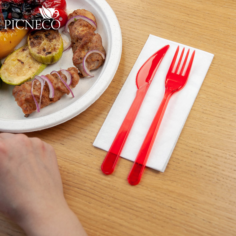 товар Пластиковая одноразовая красная вилка ПРЕМИУМ, 180 мм SPP202R