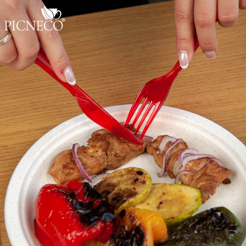 товар Пластиковая одноразовая красная вилка ПРЕМИУМ, 180 мм SPP202R