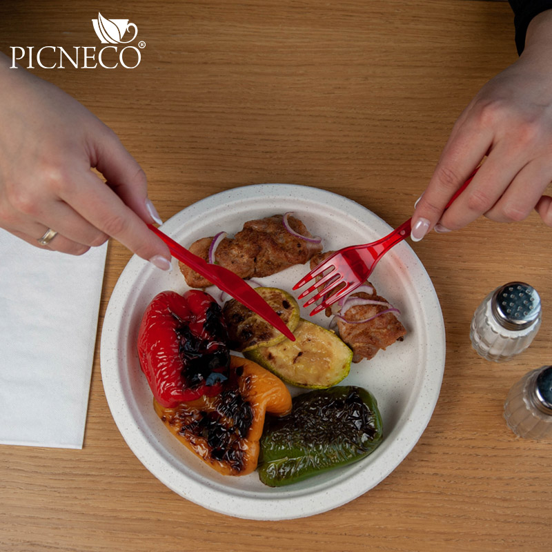 товар Пластиковая одноразовая красная вилка ПРЕМИУМ, 180 мм SPP202R