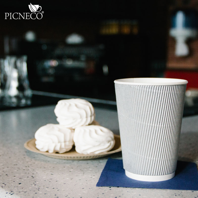 товар Бумажный гофрированный стакан, серебро, 400 мл (макс. 450 мл) STG145Sr